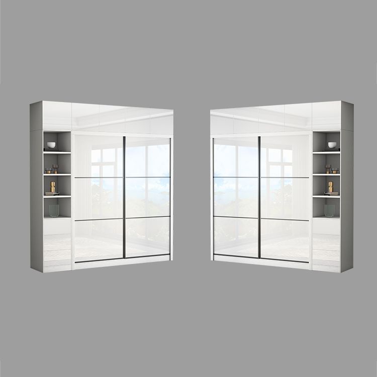 White High Gloss Wardrobe Armoire Modern Engineered Wood Wardrobe