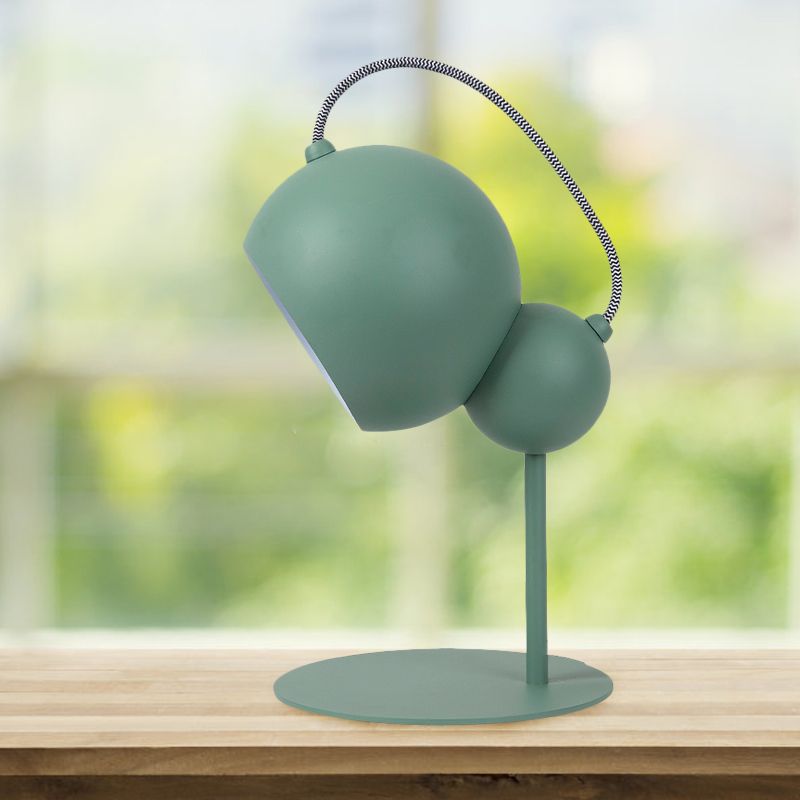 Lampada da tavolo globo rosa/giallo/verde Lampada da lettura modernista metallizzata a 1 luce con paralume regolabile per camera da letto