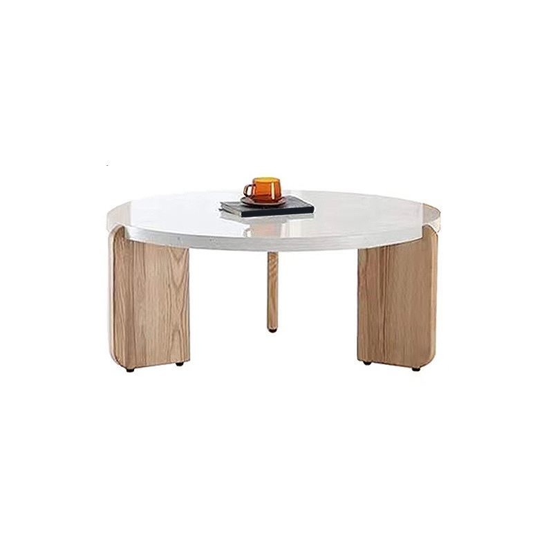 3 Legs Single Coffee Table Wooden Modern Beige/Brown Cocktail Table