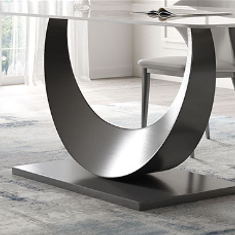 Contemporary Style 1/3/4/5/6/7/8 Pieces Dining Set Stone Rectangle Furniture in White