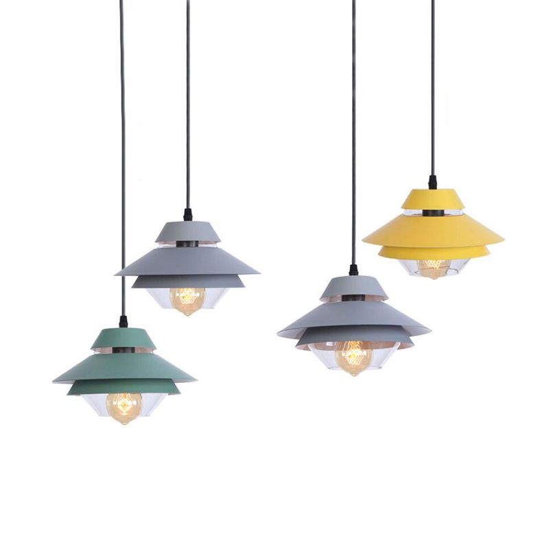Lagen ontwerp Noordse macaroon-stijl hangend licht 1-licht eenvoud metalen suspensielampje