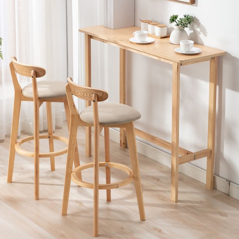 Modern Indoor Wood Top Rectangle Bar Stool Table with Footrest