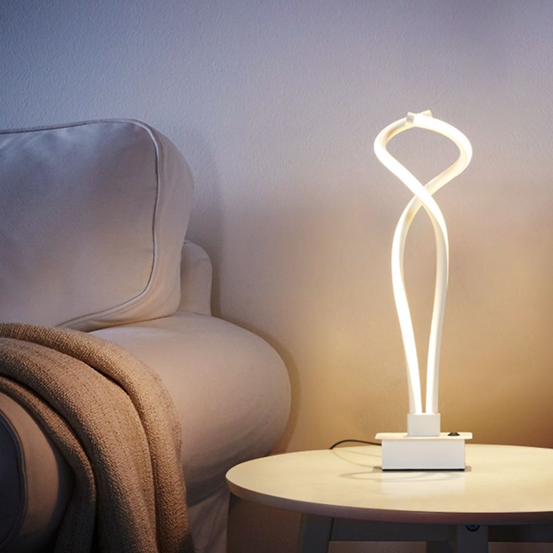 Spiral Acrylic Nightstand Light Art Deco Minimalist LED Table Lamp for Bedroom