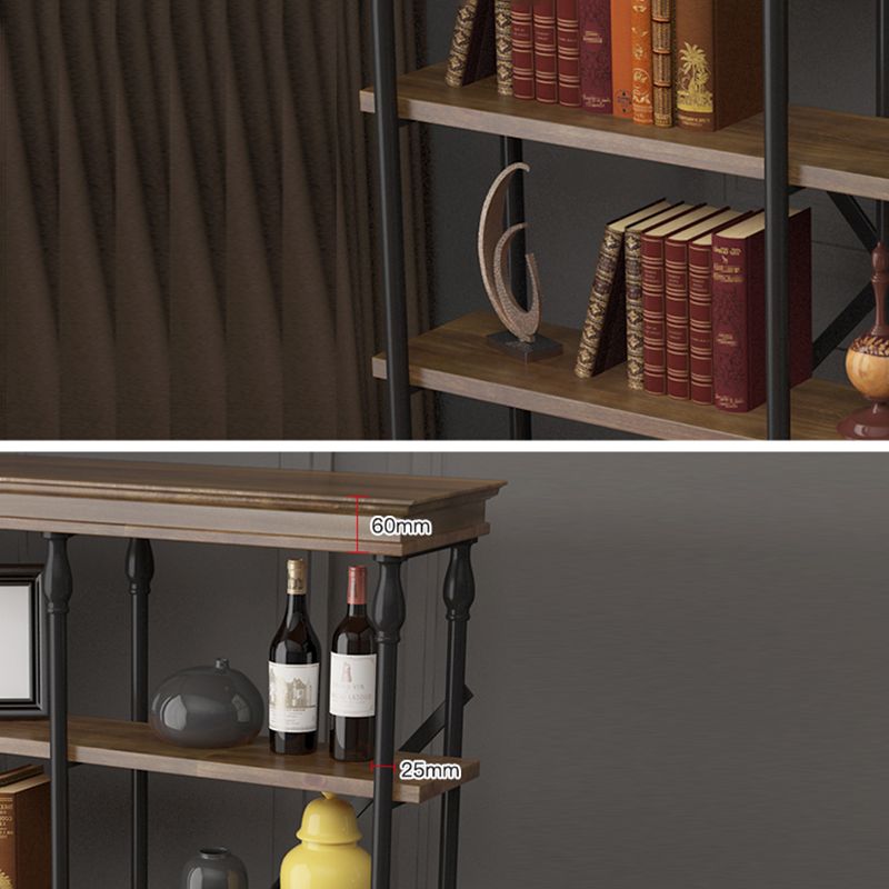 Industrial Style Open Back Bookshelf Standard Metal Bookcase with Rectangular Shelves