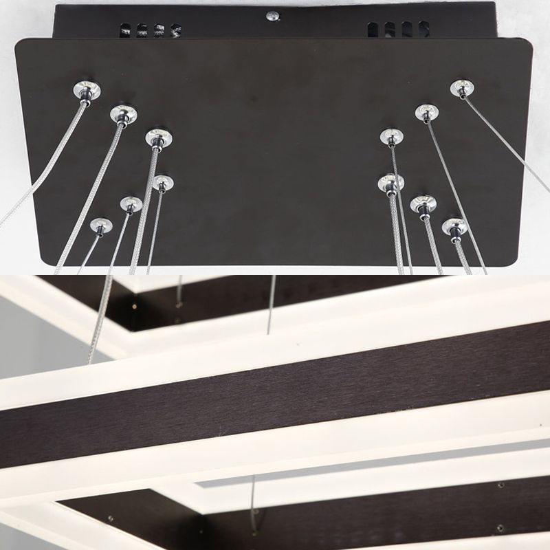 Luce del soffitto rettangolare acrilico LED moderno LED 1/2/3 light Black Candelier ciondolo in luce calda/bianca