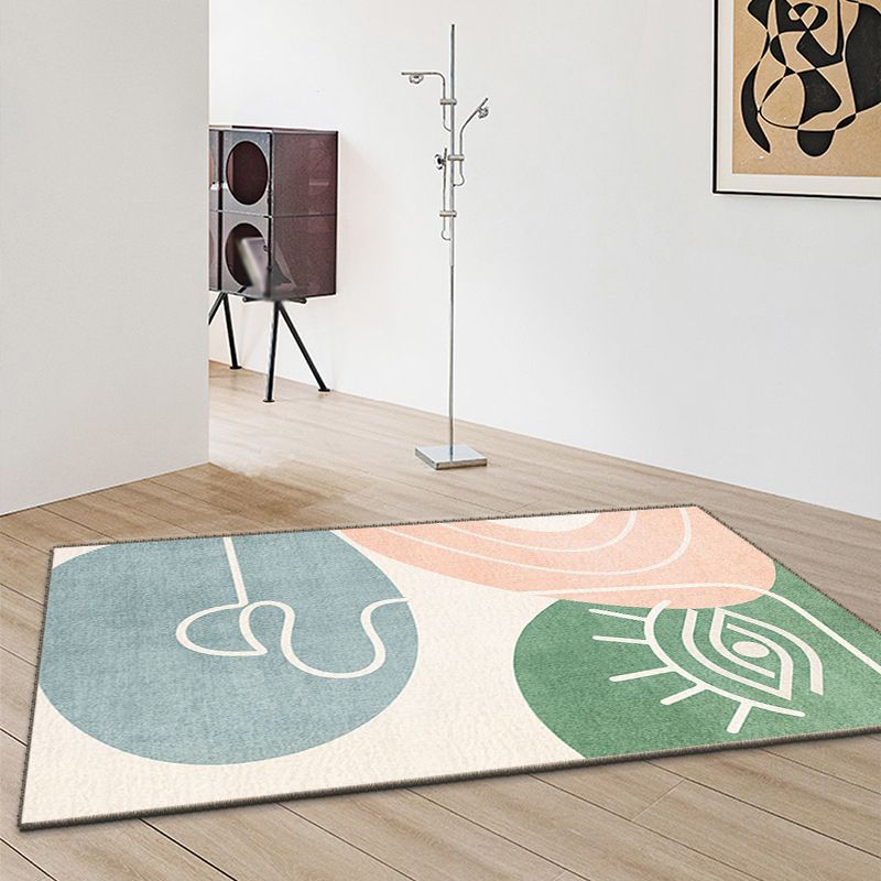 Tapis de bloc de couleur polyester beige tapis de support non glipt pour la décoration intérieure