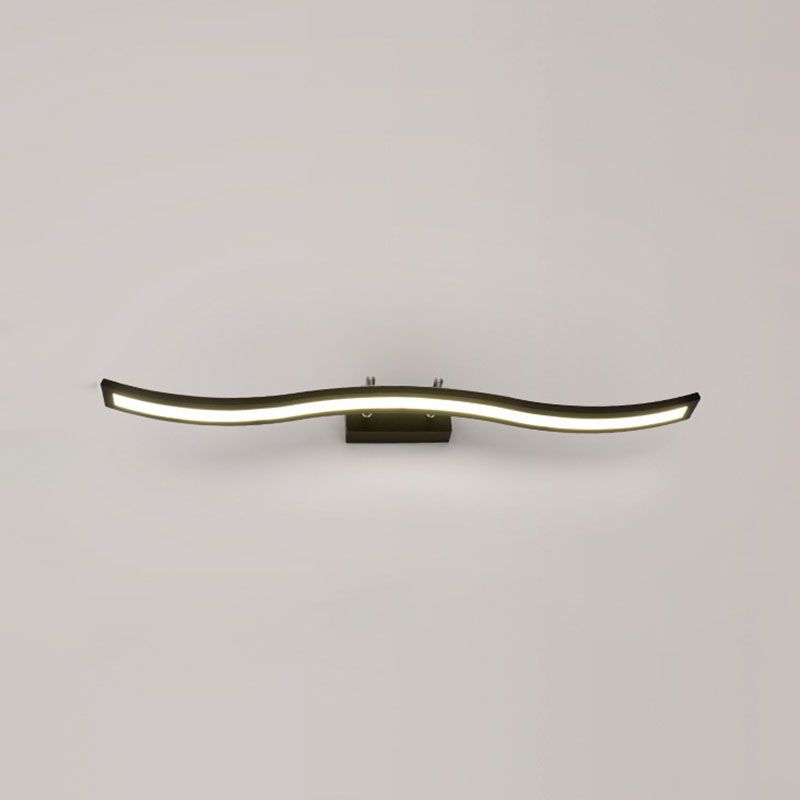 Metal Linear Shape Wall Light Modern 1-Light Mirror Wall Mount Light Fixture