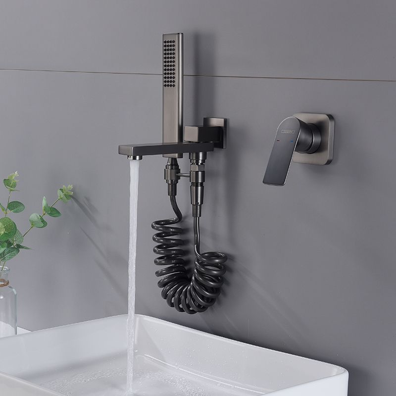 Contemporary Bathtub Faucet Solid Color Low Arc Wall Mounted Bathroom Faucet
