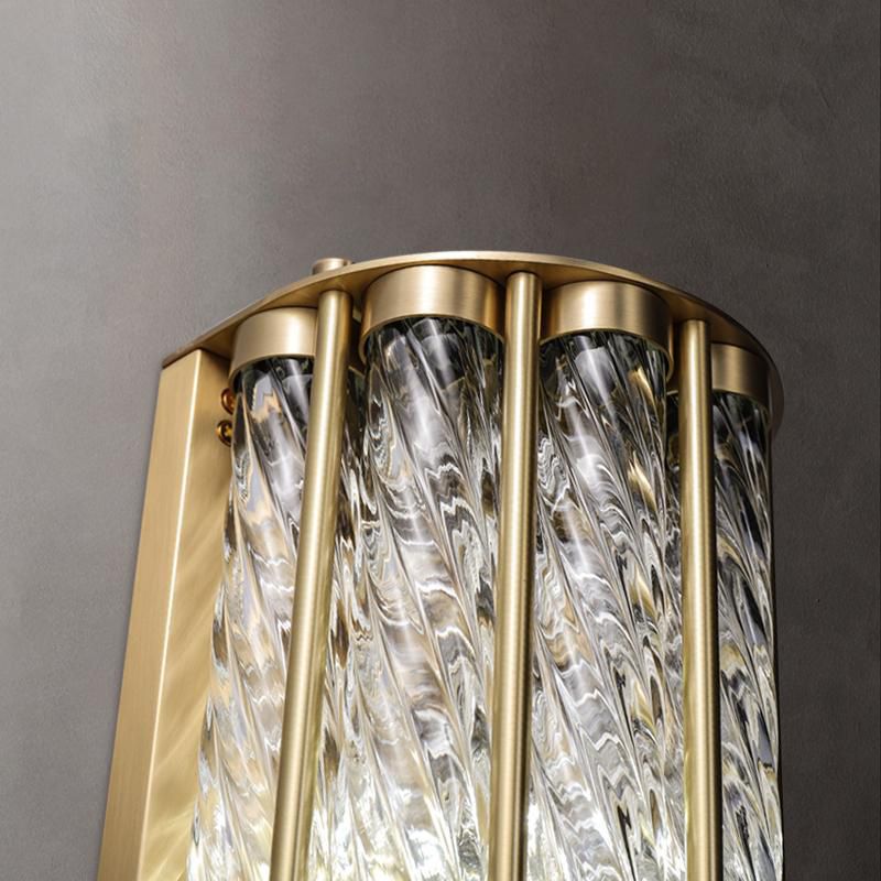 2 - Light Solid Brass Wall Mount Clear Glass Shade Contemporary Wall Light