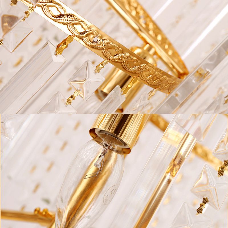 Funzione dell'illuminazione del lampadario a tamburo Modern Crystal 3 Light Assolgo in oro chiaro per sala da pranzo