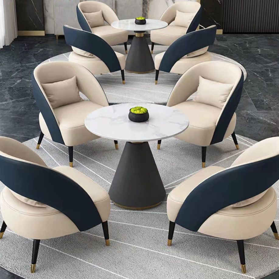 Modern Round Dining Table for Kitchen Metal Pedestal Base Table
