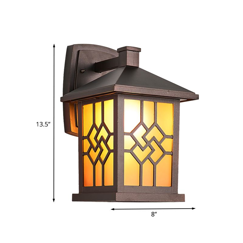 Frosted Glass Coffee Wall Lighting Lantern Single Bulb Rustic Wall Sconce Light Fixture for Yard