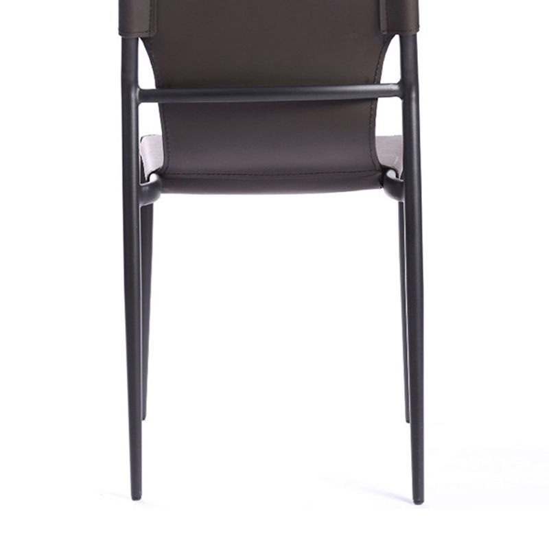 Industrial Leather Dining Chairs Armless Side Chairs with Metal Legs for Home Use