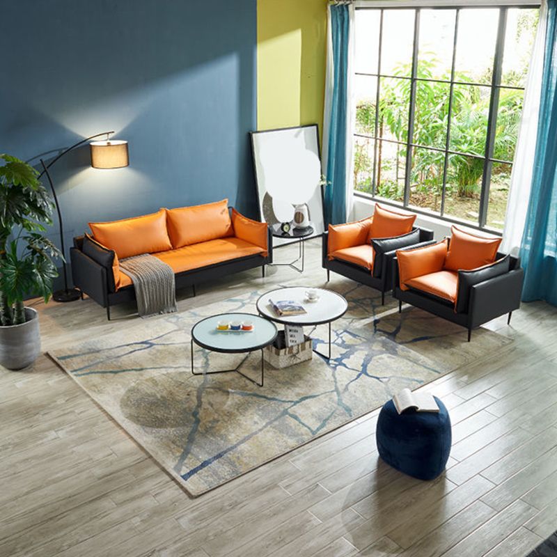Moderner Stil quadratischer Armlehre Schwamm Kissen Kissen tragen resistente Napa -Ledersofa