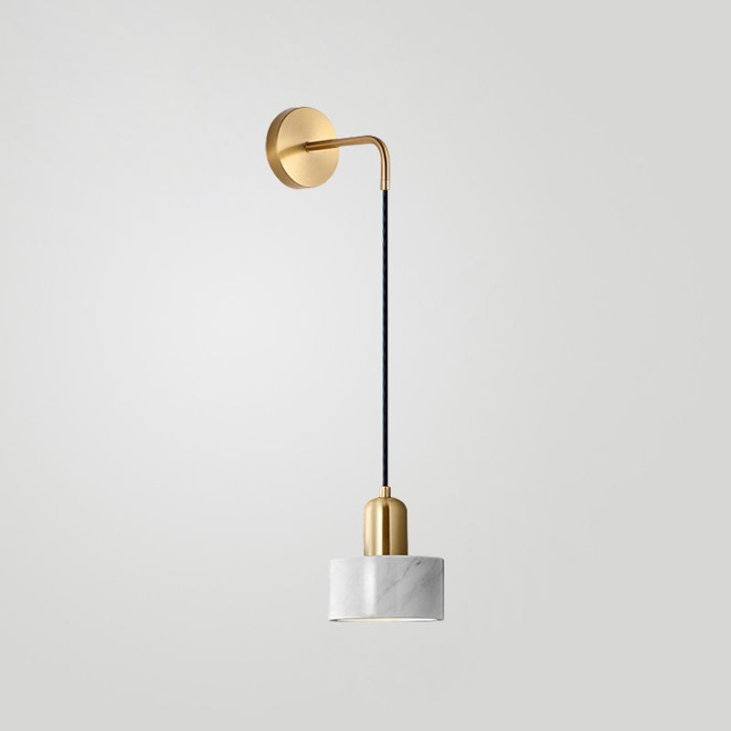 Modern Metal Wall Light Gold 6" Wide Wall Sconce with Marble for Bedroom
