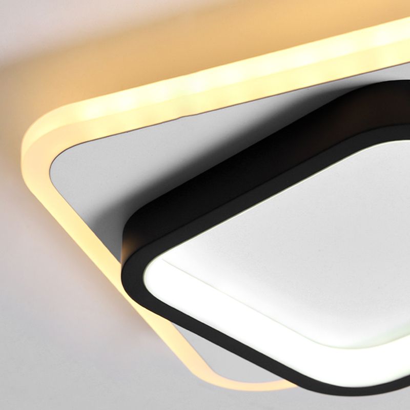 Simple LED Ceiling Light Fixture Metal Flush Mount Light in Black and White Finish
