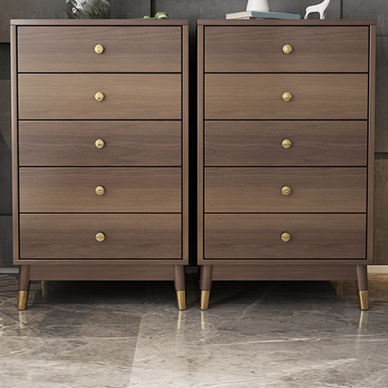 Glam Wooden Vertical Storage Chest Bedroom Chest with Drawers