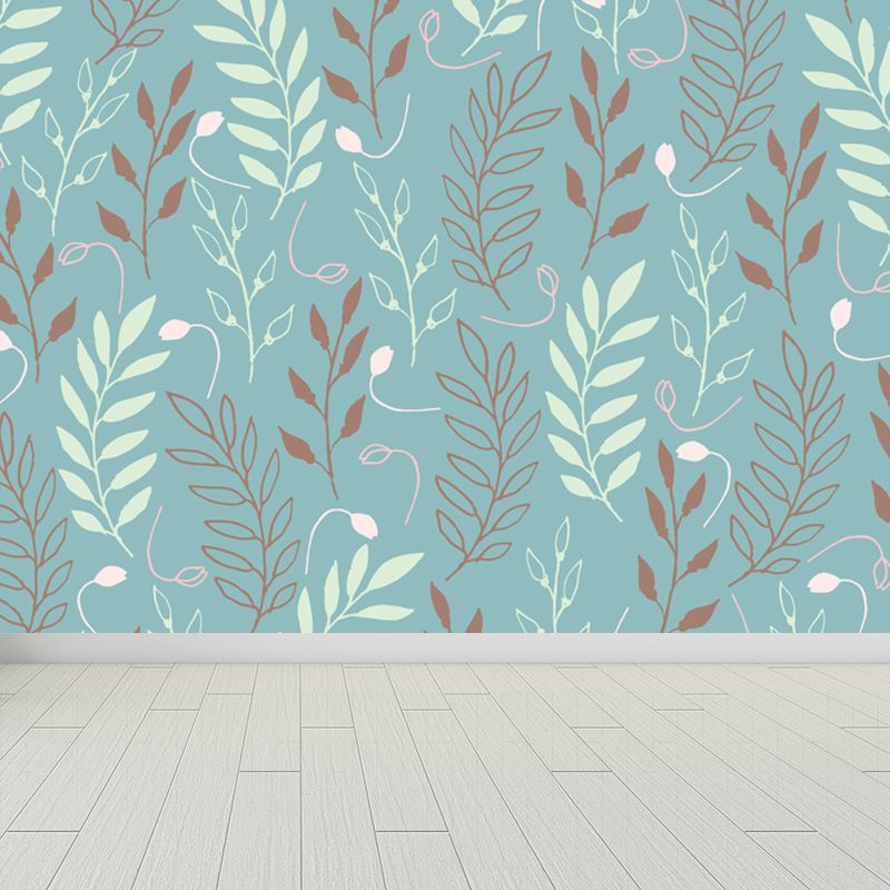 Illustration murale de feuillage de fleurs pour l’intérieur de la maison, couleur douce, taille personnalisée disponible