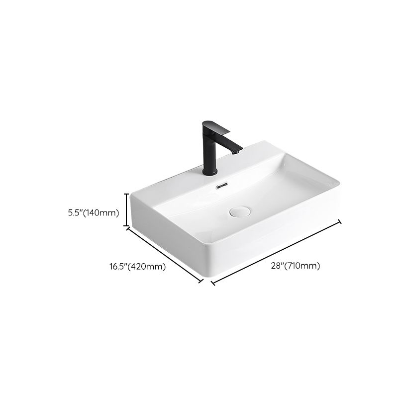 Modern Vessel Lavatory Sink Porcelain Rectangular Vessel Sink(Not Including Faucet)