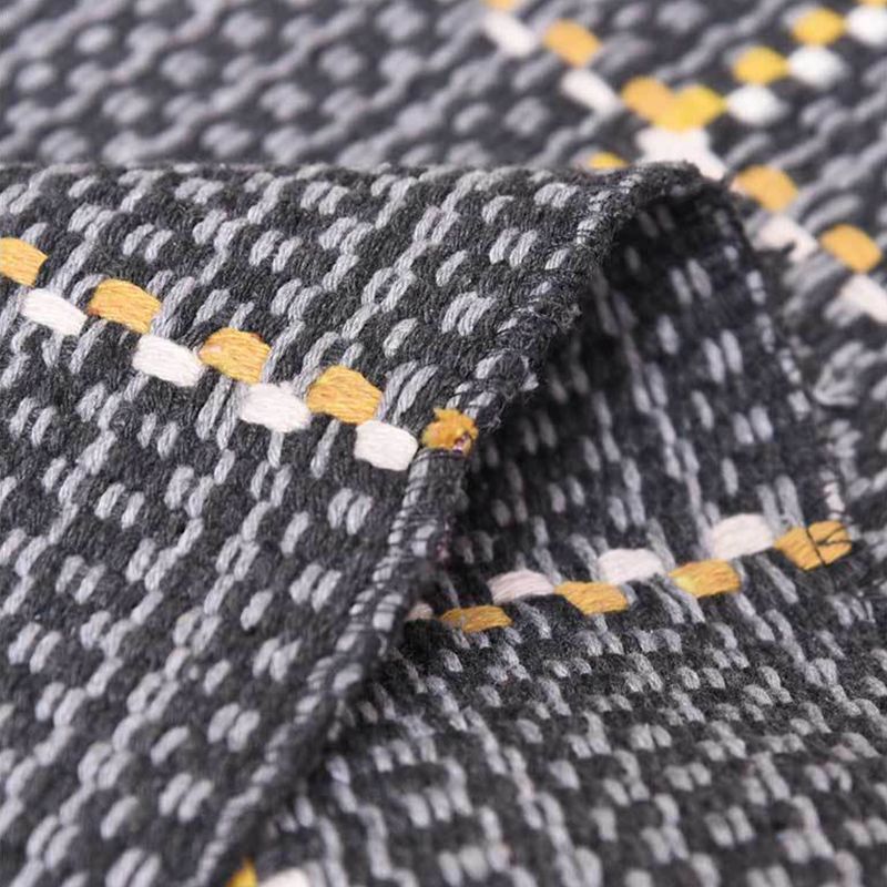 Dark Color Checkered Rug Cotton Bohemian Rug Washable Carpet for Living Room