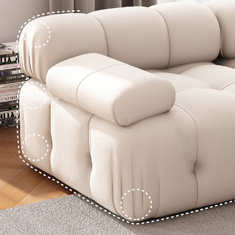 37" Wide Contemporary Sofa Fabric Tufted White Standard Seating