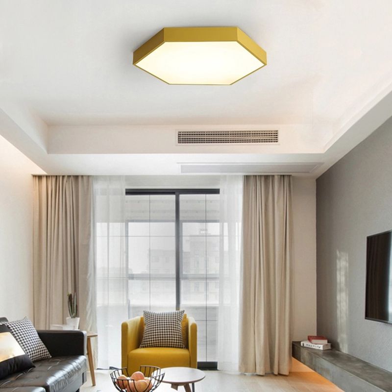 Hexagonal Metal Flush Ceiling Light Minimalist LED Flush Mount Recessed Lighting for Living Room