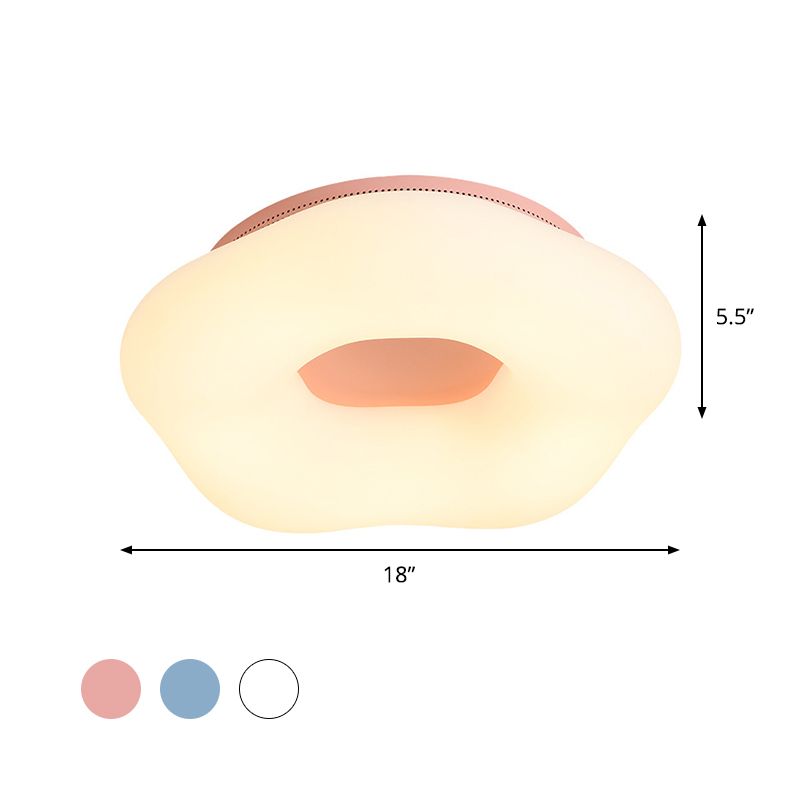 Doughnut Flushmount Light Nordic Acryl LED Kid-Schlafzimmer Flush Halterung in Weiß/Blau/Rosa