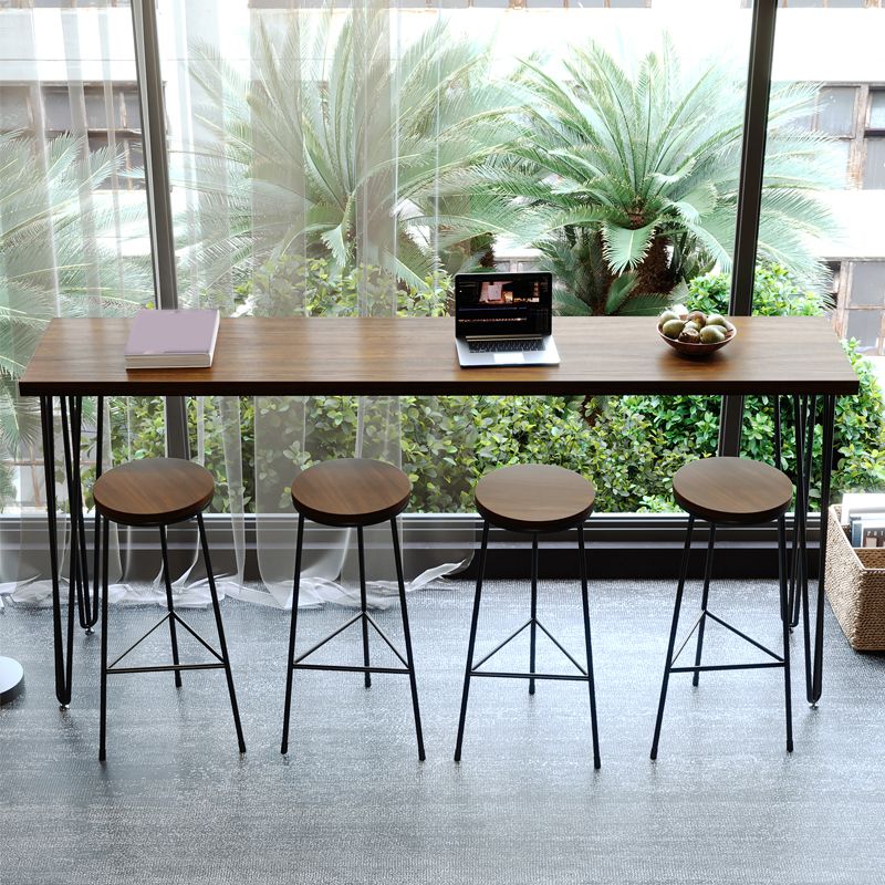 1/2/4/5 Pieces Industrial Rectangle Pub Table Set Wooden Counter Table with High Stools