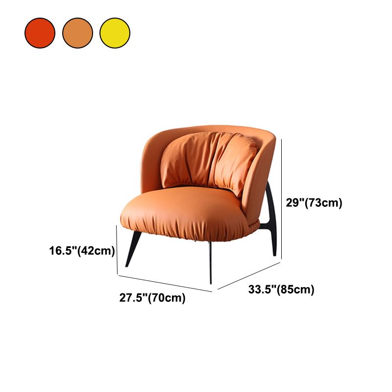 Modern Style Armless Black Metal Leather Lounge Chair with Pillow Back