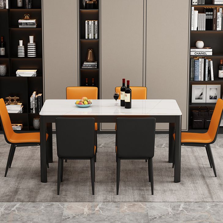 Metal Modern Rectangle Indoor Table Glass Top Table for Dining Room