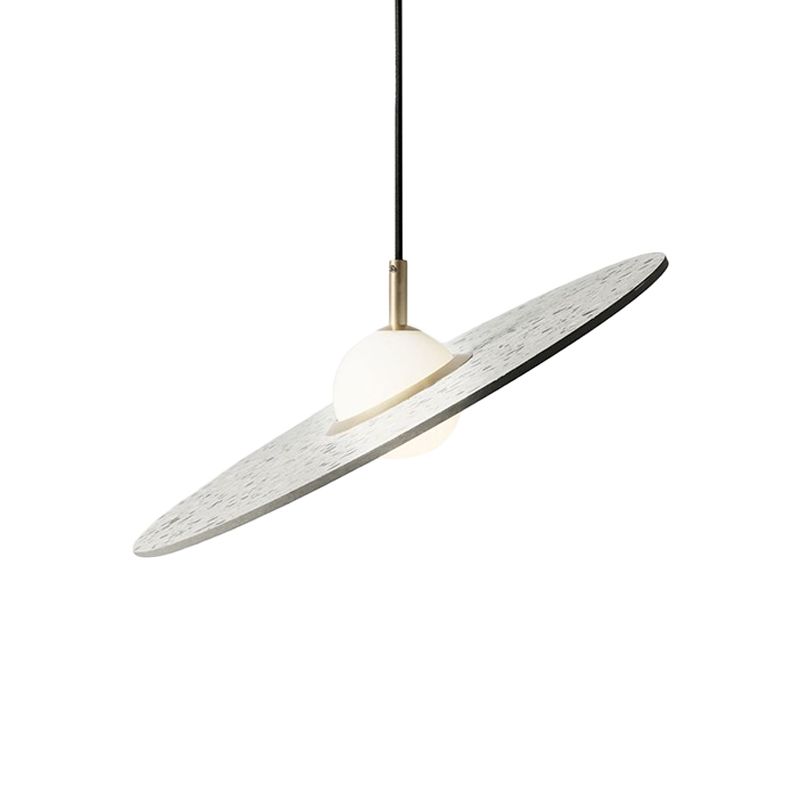 Ufo Shaped Pendant Lamp Modern Concrete 1 Light Black/White/Pink Hanging Ceiling Light