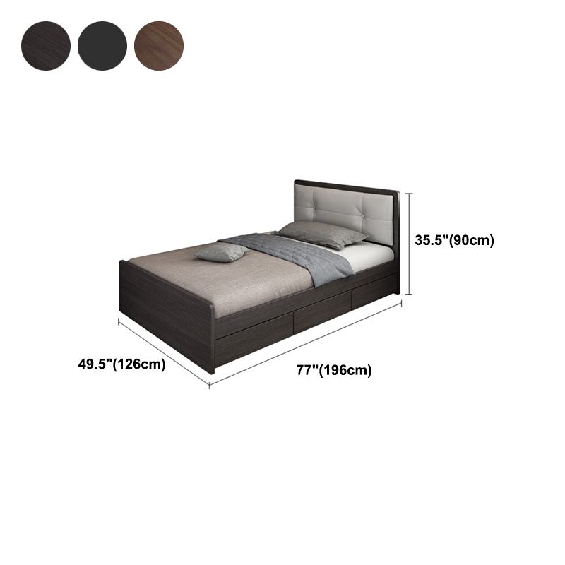35.43" Scandinavian Panel Bed with Headboard Upholstered Low Profile Bed