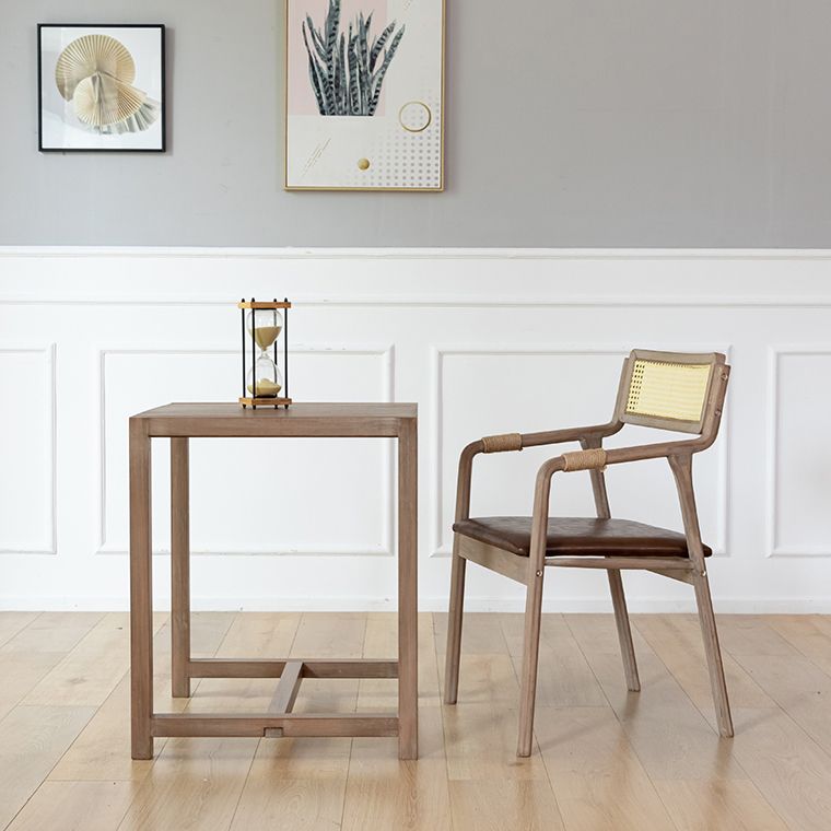 Traditional Style Rubberwood Chairs Kitchen Open Back Dining Side Chair