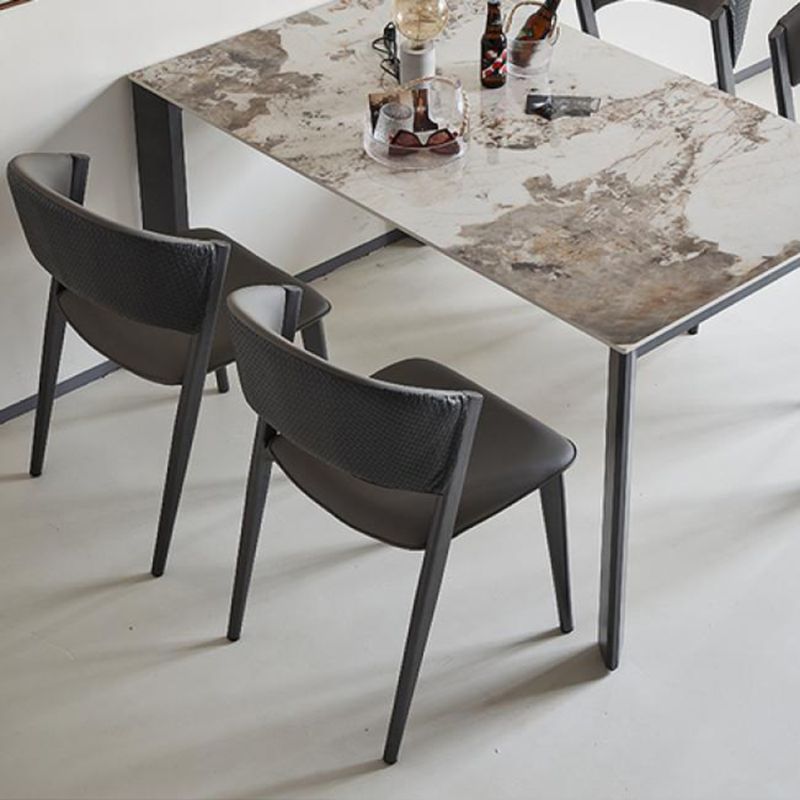 Industrial Upholstered Armless Chair Faux Leather Home Dining Chair