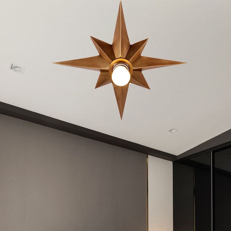 Plafonnier encastré étoile anis noir/bronze luminaire contemporain en métal à 1 tête pour escalier