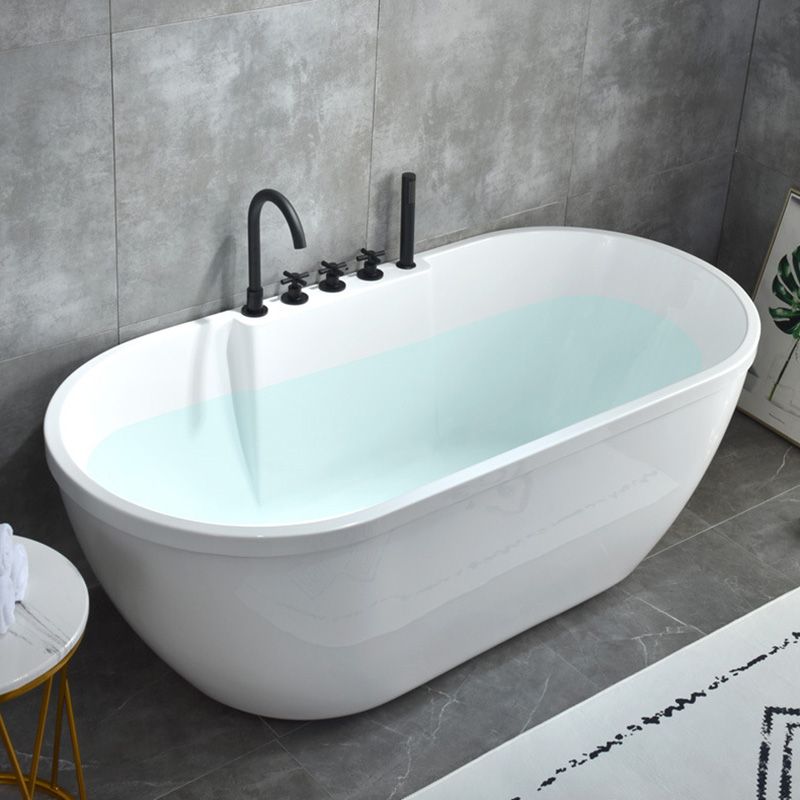 Stand Alone Oval Bath Acrylic Soaking White Modern Center Bathtub
