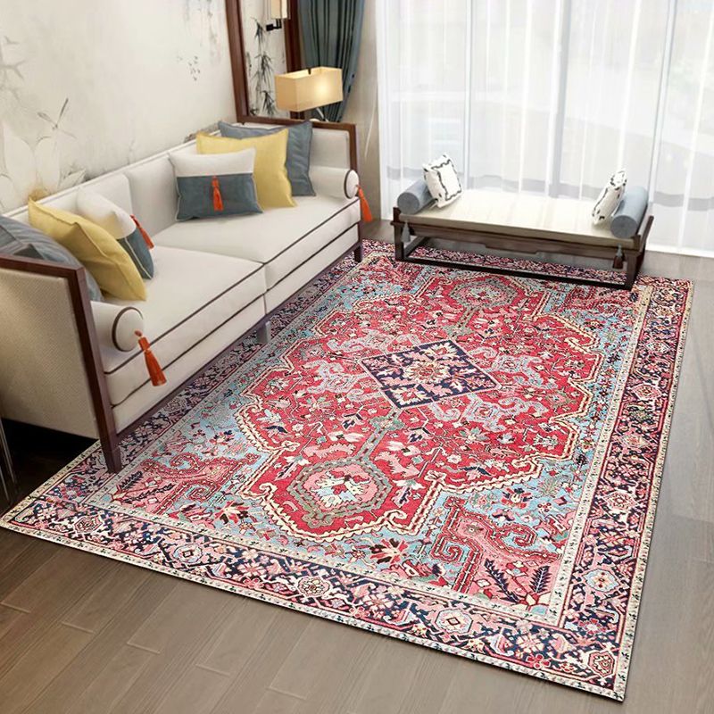 Chic Medallion Pattern Area Rug Grey Antique Area Carpet Non-Slip Backing Area Rug for Drawing Room