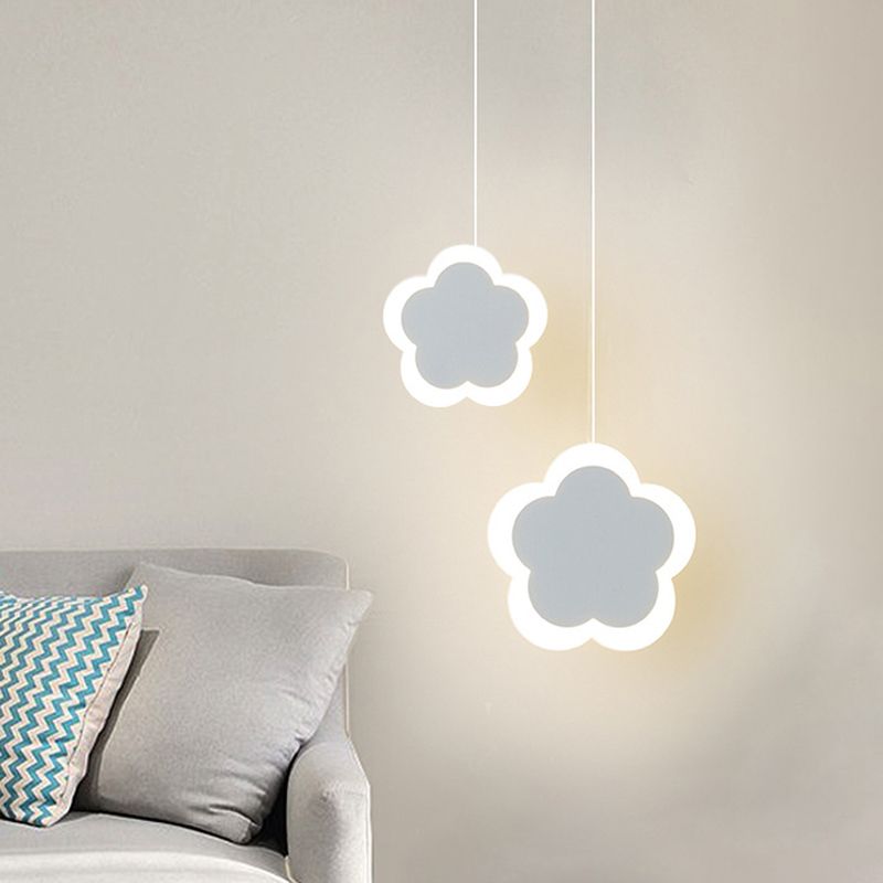 Fleur en acrylique pendentif lumière contemporain LED de suspension de plafond blanc en lumière chaude / blanche