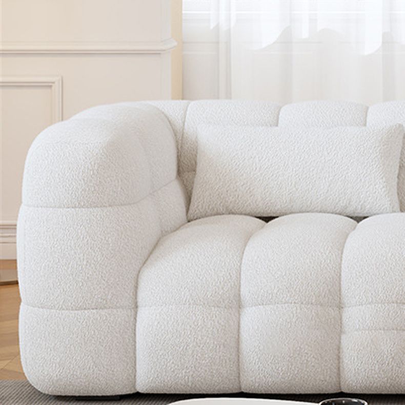 Biscuit Back Sofa Stain Resistant Modern Tuxedo Arm Sofa in White