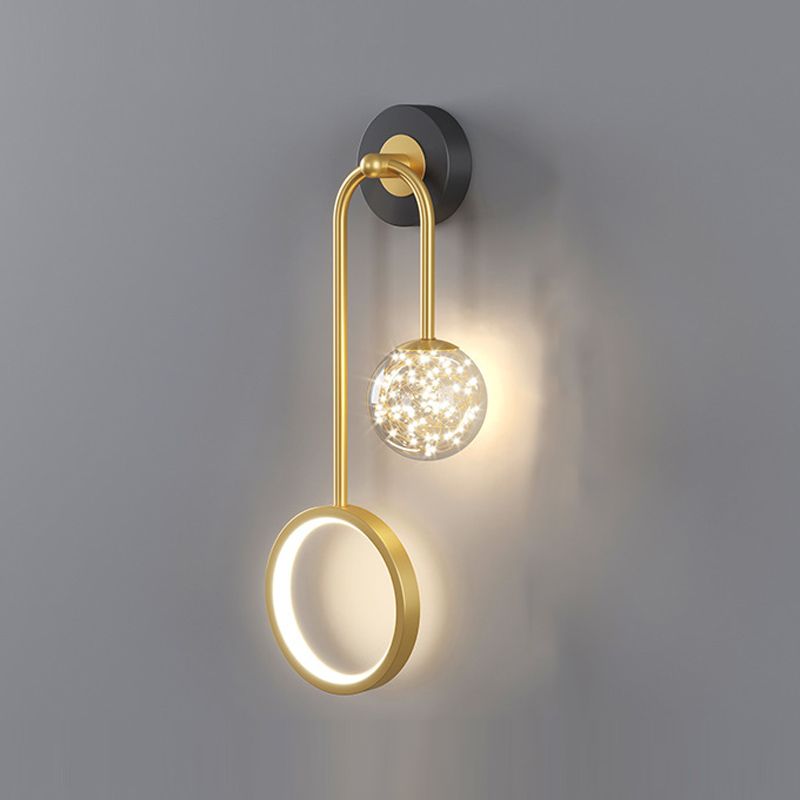 Metal Arc Shape Wall Light Nordic 2 Lights LED Wall Sconce for Living Room