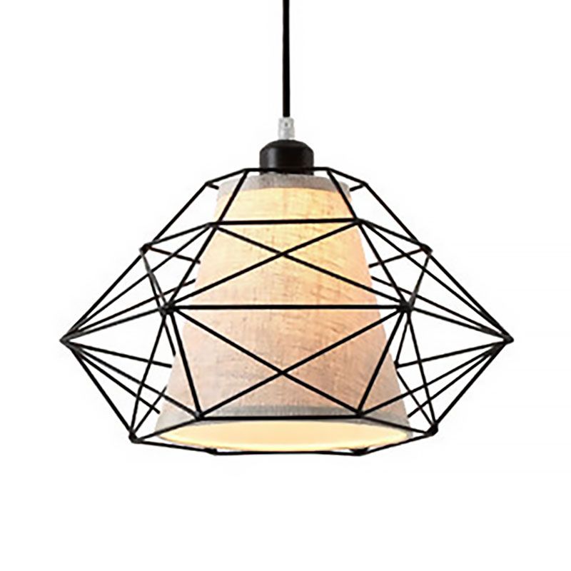 Lámpara de techo de diamantes negros/dorados 1 Luz de alambre moderno enjaulada de alambre moderno para el comedor