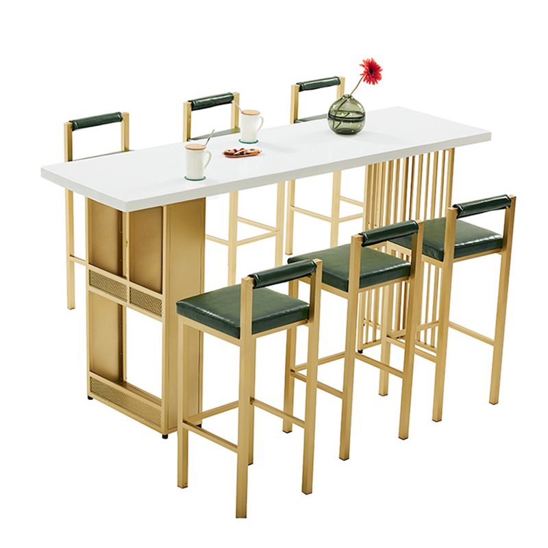 Wood Bar Table Traditional Luxury Rectangle Bar Counter Table with Double Pedestal