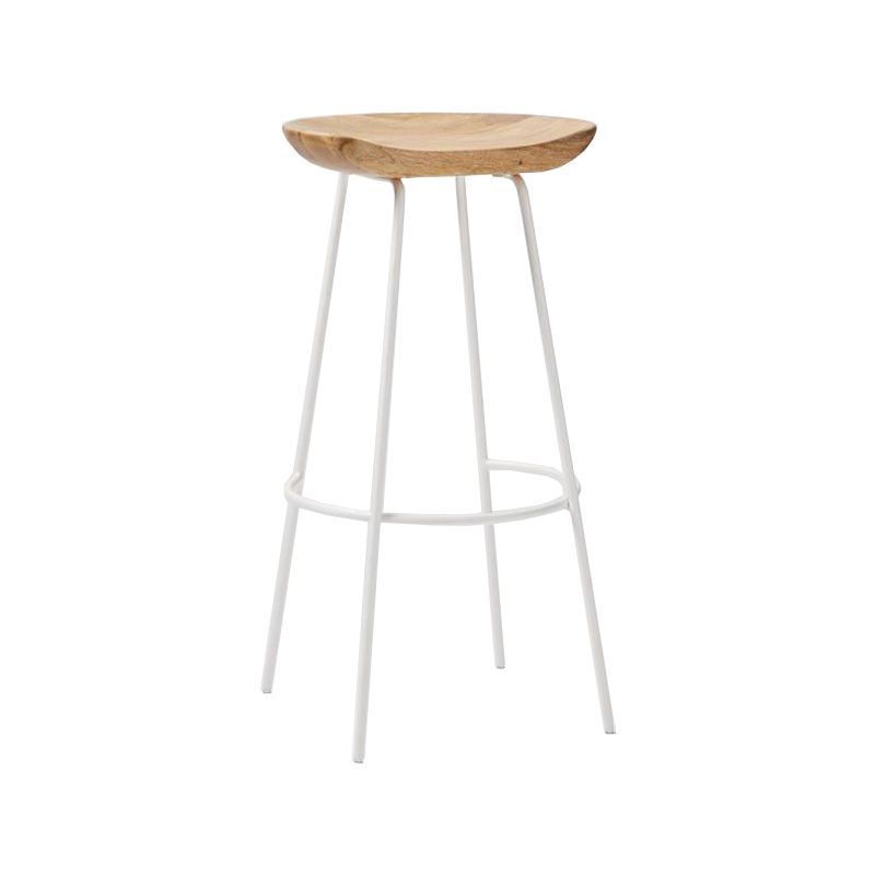 Industrial Wood Barstool Counter Stool Footrest Metal Furniture in Matte Finish