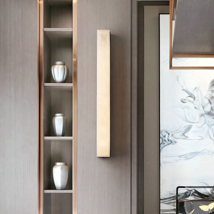 Marble Contemporary Wall Sconce 1-Light Linear Wall Mounted Lighting for Living Room