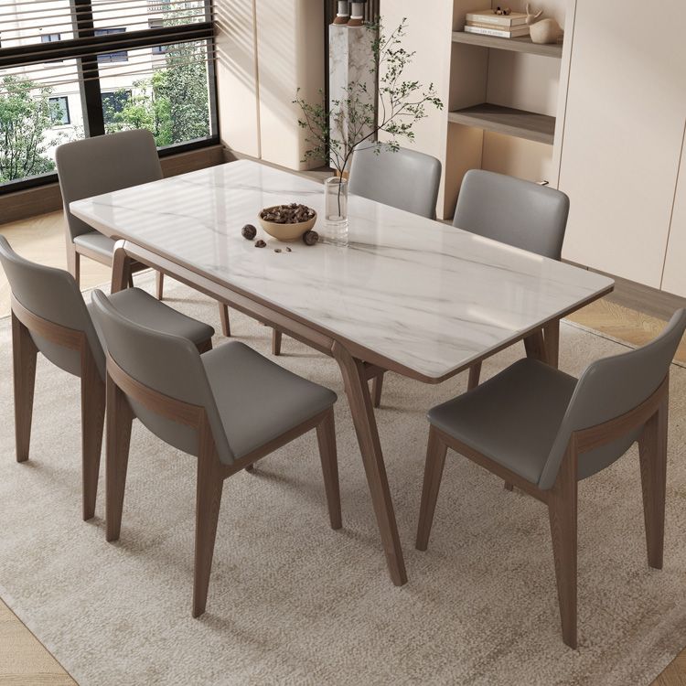 Modern Style Furniture Rectangle Stone Dining Table in White