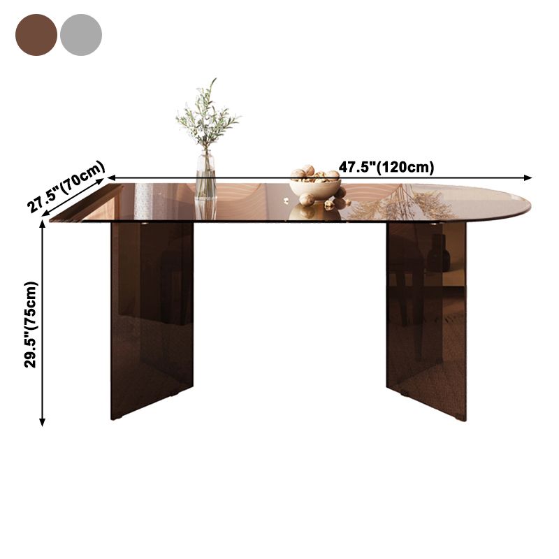 Table à manger en verre trempé, Base à Double piédestal, Table de forme libre pour la maison
