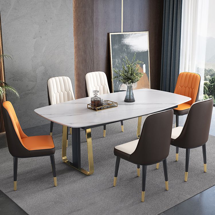 Mesa de comedor de piedra sinterizada de lujo Mesa de cocina rectangular con pedestal doble