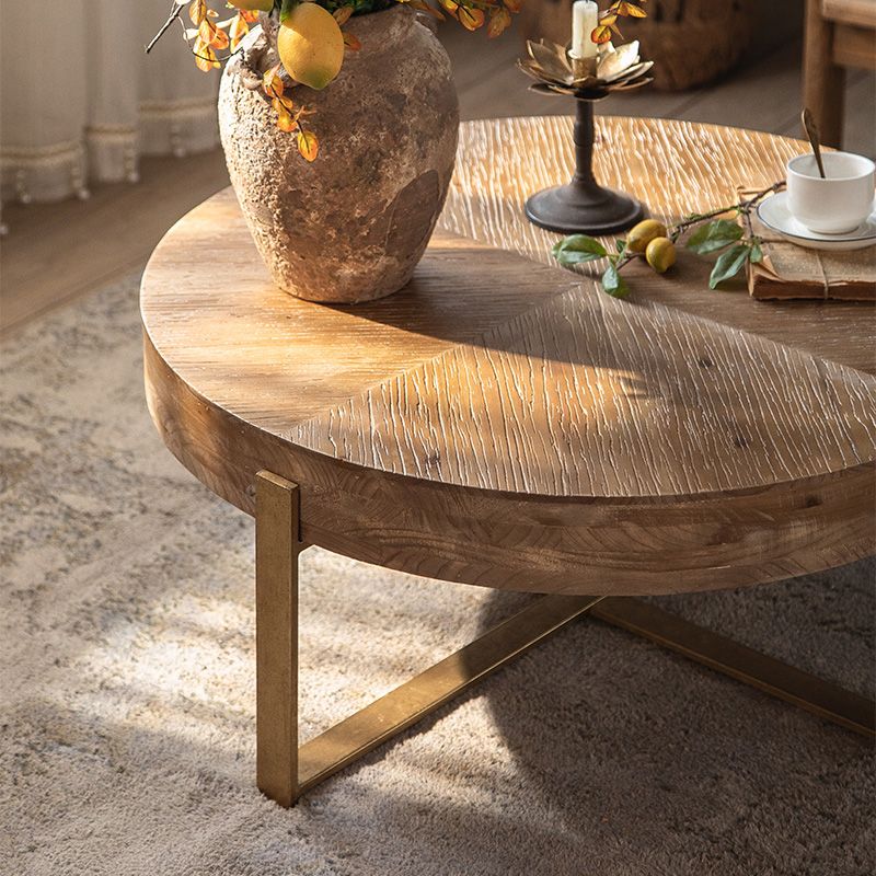 Solid Wood Coffee Table Block Natural Color Coffee Table for Living Room