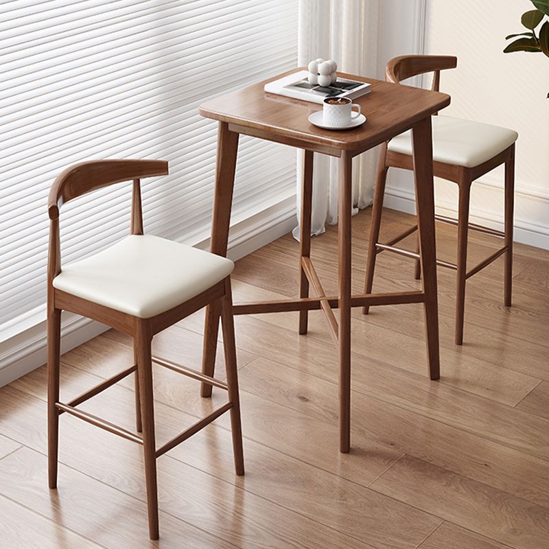 23.6"x23.6"x41.3" Rubberwood Solid Wood Bar Table for Kitchen Dining Room