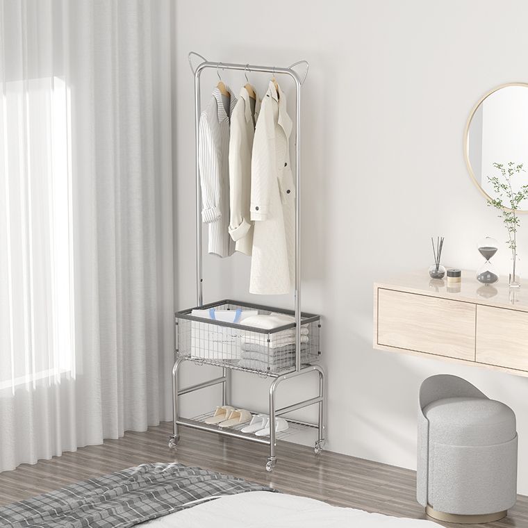 Glam Metallic Coat Hanger Free Standing Movable Coat Rack for Bedroom